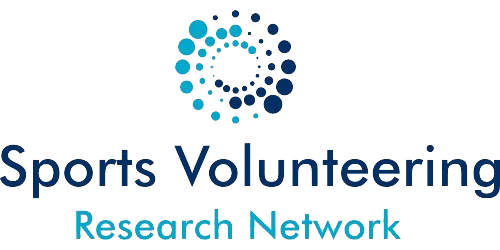 Sports volunteer network logo of circles of dots with the full text of the org